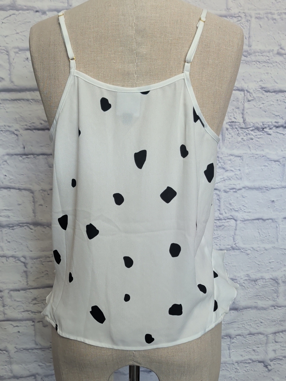 Cabi Ruffled Polka Dot Spaghetti Strap Tank Top - Size Small - Picture 3 of 7